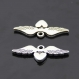 10 breloques 34x15mm métal argenté vieilli ailes c2157 