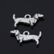 10 breloques 19x10mm métal argenté vieilli chien c1911 