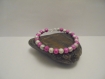 Bracelet femme perles rose pailleté, argenté pailleté et argenté 