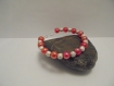 Bracelet femme perles rouge pailleté, argenté pailleté et argenté 