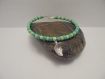 Bracelet femme feuille mini perles turquoise, vert pale et argenté 