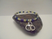 Bracelet femme menottes mini perles jaune, bleu marine et argenté 