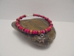Bracelet femme etoile mini perles fuchsia, perle en bois et argenté 