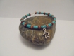 Bracelet femme etoile mini perles turquoise, perle en bois et argenté 