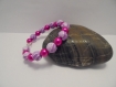 Bracelet femme perles fuchsia et violet 