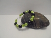 Bracelet femme perles noir et vert 