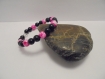 Bracelet femme perles noir et rose 
