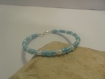 Bracelet femme mini perles bleu clair et blanc nacré 