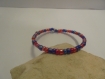 Bracelet femme mini perles rouge et bleu foncé 