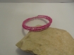 Bracelet femme 2 tours mini perles fuchsia 