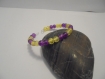 Bracelet femme perles jaune et perles violet 