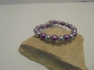 Bracelet femme perles violet, gris et argenté 