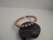 Bracelet femme perles marron-chair et argenté 