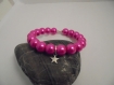 Bracelet femme étoile, perles rose et argenté 
