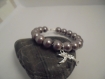 Bracelet femme perles gris-violet et argenté 