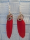 Boucles d'oreilles plume et masque argenté et plume 