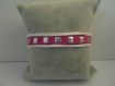 Bracelet femme suédine rose, blanc et argenté 