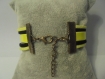 Bracelet manchette femme suédine, cuir et bronze 