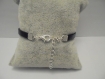Bracelet femme cuir, pompon et argenté 