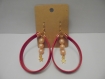 Boucles d'oreilles perles, cuir et doré 