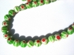 Lot de 10 perles de verre millefiori 8mm vert blanc rouge 