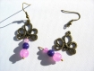 Kit bo bronze perles de jade mauve et violette 