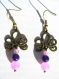 Kit bo bronze perles de jade mauve et violette 