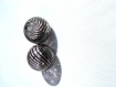 2 perles globes de verre soufflé à la main rayures obliques transparentes et indigo 13 mm 