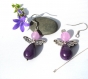 Réservé kit de boucles d'oreilles anges en perles de jade mauve, violet 