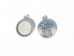 Pendentif, breloque support pour cabochon 18 mm noeud argenté 