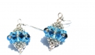 Boucles d'oreilles bleues en forme de toupie faite main en perles cristal swarovski 