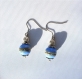 Boucles d'oreilles bleues perles de verre filé à la flamme avec grains d'argent 