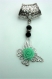 Bijoux de foulard argenté papillon perles verre noires fleur résine vert d'eau 