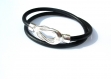 Bracelet cuir double rang noir fermoir magnétique 