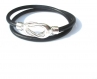 Bracelet cuir double rang noir fermoir magnétique 