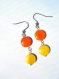 Boucles d'oreilles pendantes acidulées orange jaune en ivoire végétal tagua 