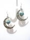 Boucles d'oreilles lunes argentées et perles indonésiennes turquoise 