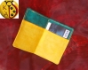 Porte carte tissus jaune et vert 