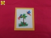 Carte postale jaune palmier perroquet 