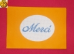 Carte postale orange brodé "merci" 