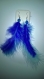 Boucles d'oreilles en plumes et perles bleu foncé et turquoise 