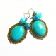 Ensemble collier et boucles d'oreilles cabochon turquoise 