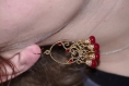 Boucles d'oreilles baroques dorées et rouges 
