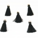 5 breloques pompons noirs en coton 3cm 