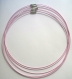 5 colliers en fil d'acier couleur rose fermoir à vis 