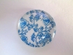 1 cabochons en verre imprimé fleur bleu 25mm (10) 