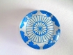 1 cabochons en verre imprimé fleur bleu 25mm (8) 