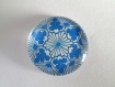 1 cabochons en verre imprimé fleur bleu 25mm (5) 