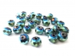 20 perles rondelle a facettes en verre electroplate couleur vert et bleu 8x6mm 