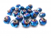20 perles rondelle a facettes en verre electroplate couleur bleu 8x6mm 